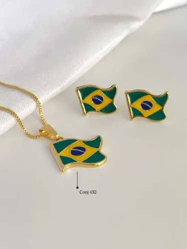 Conjunto Folheado Brasil 45cm