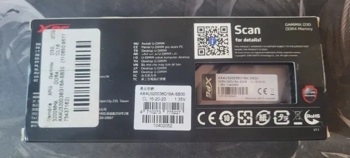 Memória RAM 8GB 3200MHz