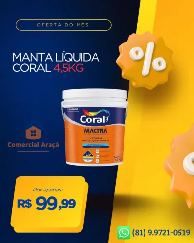Manta líquida Coral galão 4Kg promoção