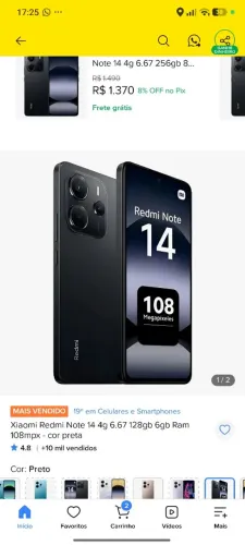 Redimi note 14 Celular na promoção pra ir rapido