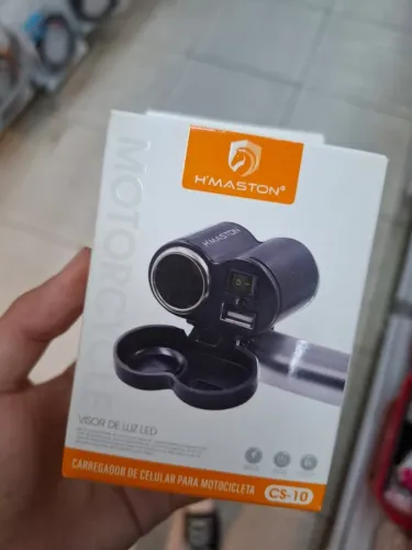 Carregador de Celular p/ Moto c/ Acendedor e Visor LED (H'maston)