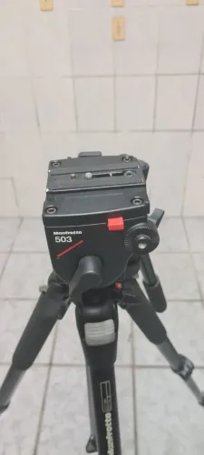 Tripé Manfrotto PROFISSIONAL 503 Preto, Pouco, Uso Completo Com Bolsa 