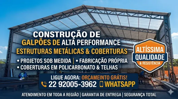 Policarbonato, Estrutura Metálica, Galpões, Tendas