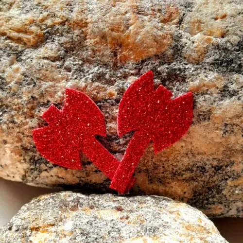 29 pares do machado de Xangô em EVA vermelho com glitter - Decoração de Festa Axé