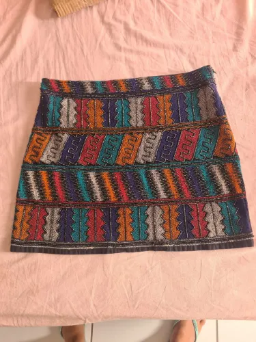 Saia Zara Trafaluc Original Bordada Estampa Étnica Boho Tam P