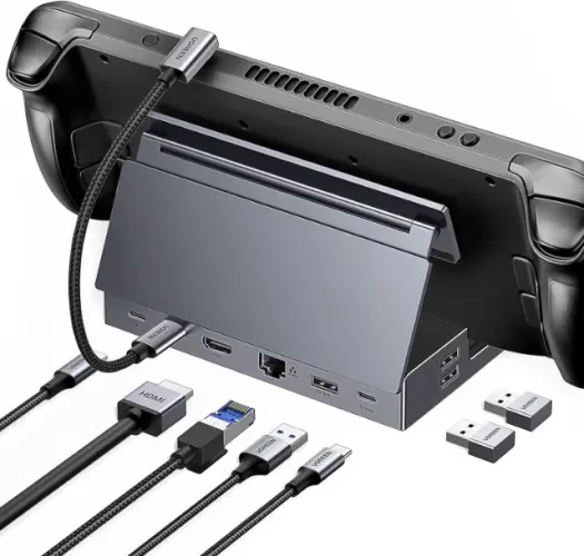 UGREEN Dock, Hub 9 em 1 para Steam Deck, Switch, ROG Ally (Rede 1GB, SD, TF, HDMI 4k, USB)