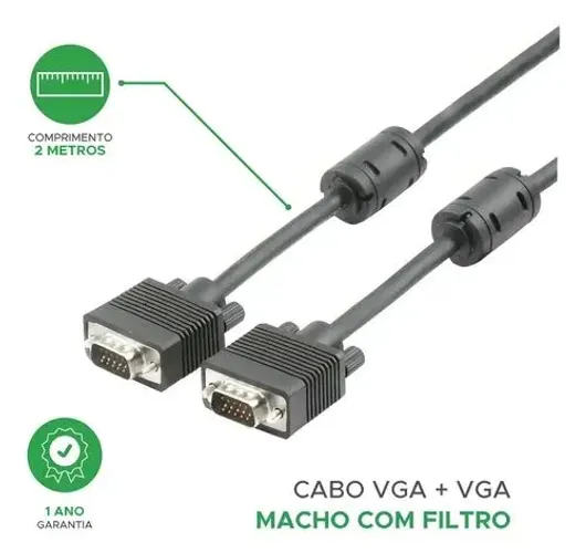 Cabo VGA Macho 2M com filtro 5+ Novo