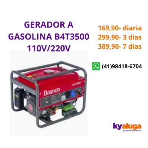 ALUGUEL - gerador a gasolina 3,5kva