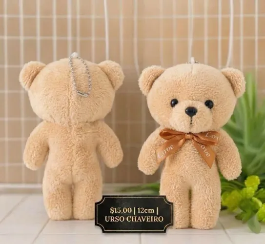 Chaveiro urso de pelúcia uma fofura de chaveiro