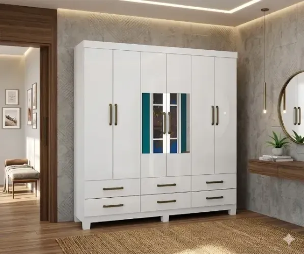 Guarda-Roupa Dallas Branco c/ Espelho - Novo e Lacrado na Caixa