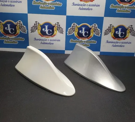 Antena Tubarão Shark Universal Automotivo Branco Prata Preto