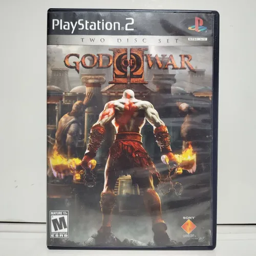 God of War 2 PS2 Original Americano Completo Black Label Two Disc Set C/ Disco Bônus