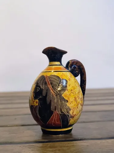 mini ânfora egipsia decoração antigo antiquario antiguidade pintada a mão jarra 