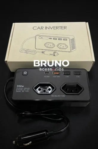 Inversor Veicular 350W - Transforme a Energia do seu Carro em 110V<br>