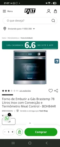 Fogão de embutir a gas Brastemp