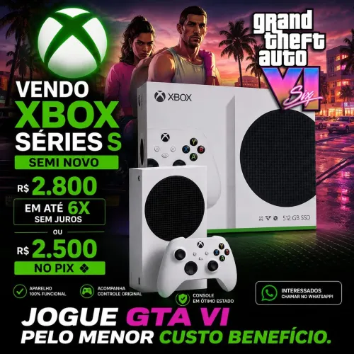 Xbox séries S semi-novo jogue GTA VI  em até 12X sem juros 