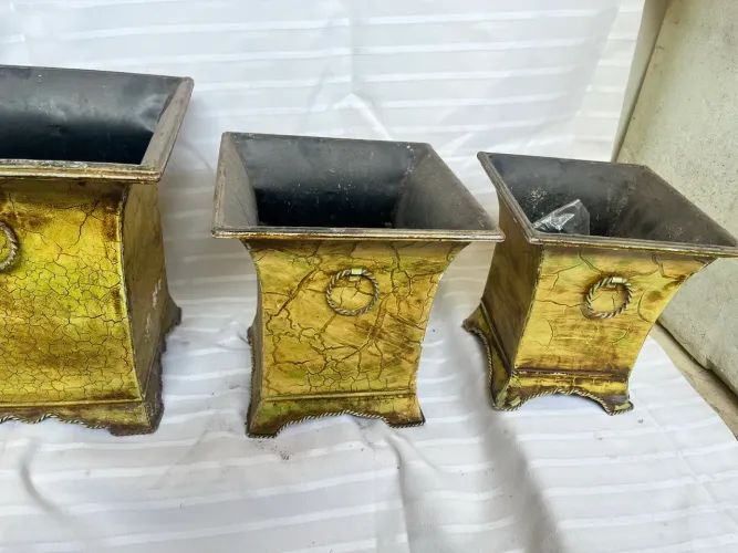 tigo Raro Vaso Em Metal Trabalhado kit 3 peças 