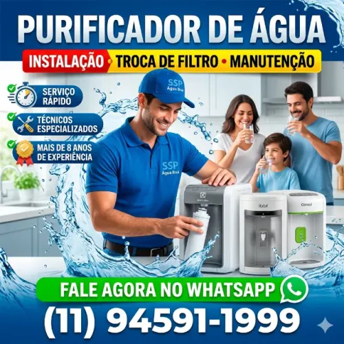 PURIFICADOR DE ÁGUA INSTALAÇÃO, TROCA DE FILTRO E MANUTENÇÃO RÁPIDA EM SÃO PAULO