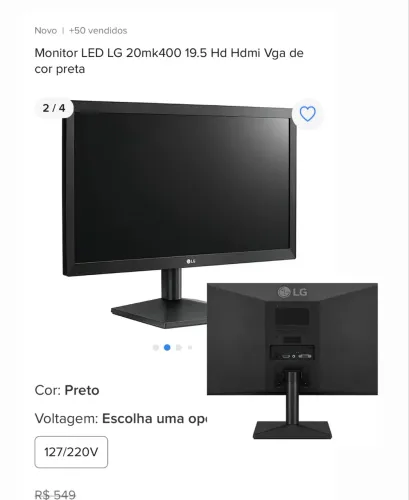 Monitor Led LG HD 19.5 polegadas (novo)