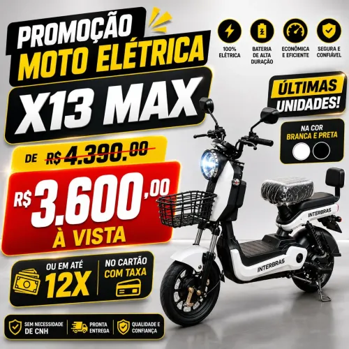 Bicicleta elétrica X13 Max 1000w bateria de lítio 20A