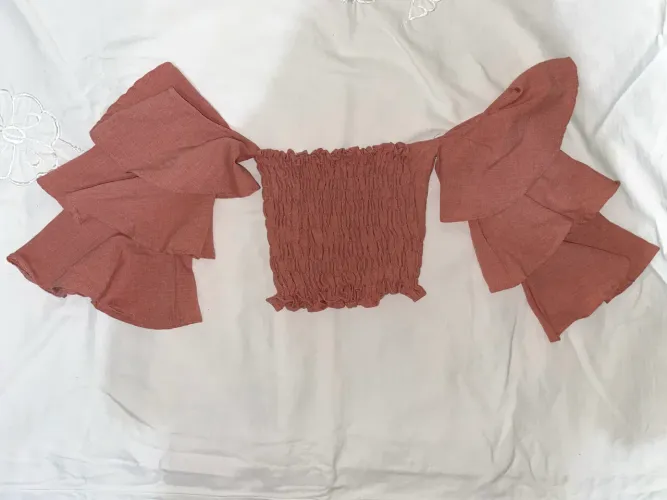 Cropped ciganinha manga longa