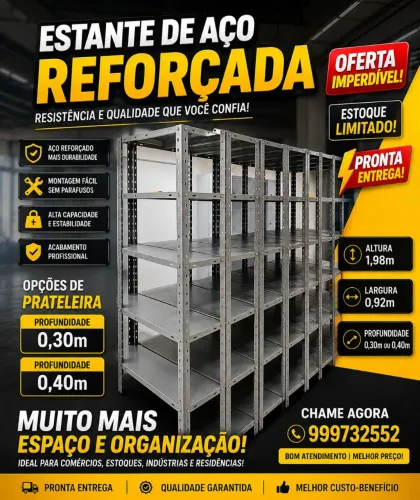Estante de aço com 6 bandejas cinza pronta entrega