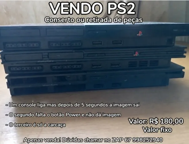 Vendo consoles PS2 para conserto ou retirada de peça