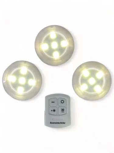 Kit 3 Lâmpadas Led Com Controle Sem Fio