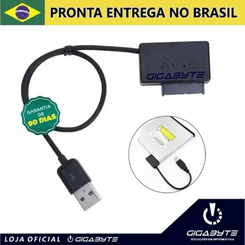 Cabo Adaptador Usb 2.0 Mini Sata P/ Leitor Cd Dvd BD Notebook