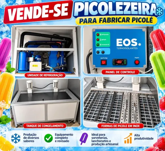 Picoleteira Comercial Produtora De Picolés Até 1000 Picolés/Hora