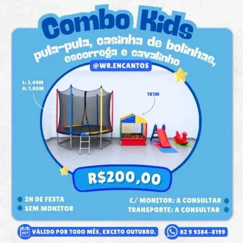 aluguel de pula-pula, casinha de bolinhas e área kids