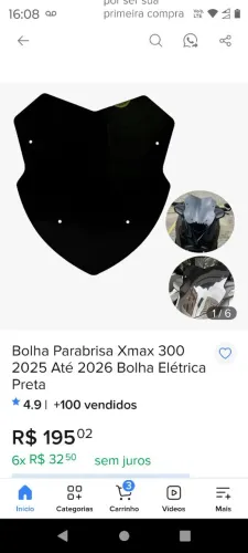 Bolha acrílica Xmax 300 só 100 reais nova nunca usada