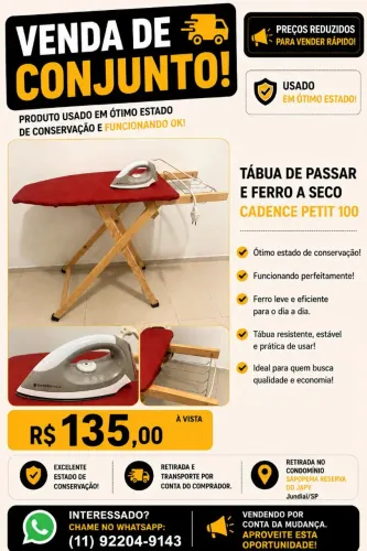 Ferro e tábua de passar roupa