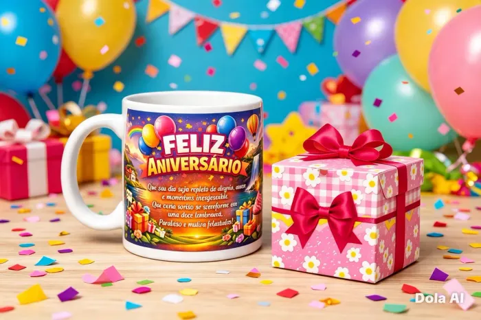 Caneca personalizada feliz aniversário 325 ml
