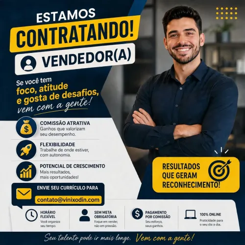 Vaga para Vendedor(a) Online - Trabalho 100% remoto + comissão