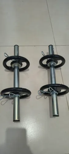 Par de halteres/barra + 4 Anilhas de 1kg ferro emborrachado
