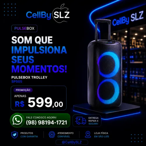 CAIXA DE SOM LED PULSEBOX TROLLEY 800W. LACRADA! ACEITAMOS CARTOES