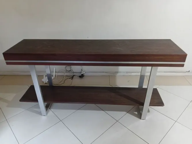 Jogo de Sala | Madeira de Demolição e Aço Inox + Estante TV