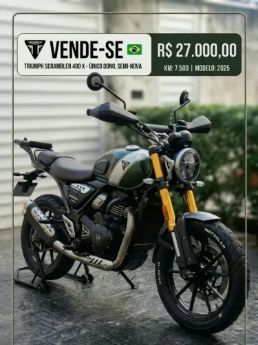 OPORTUNIDADE! Triumph Scrambler 400x 2025 Super Nova Na Garantia