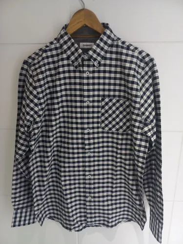 Camisa xadrez preta damart