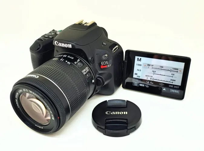 Canon SL2 + Lente 18-55 IS STM - Wi-fi 24MP Tela Móvel Touch