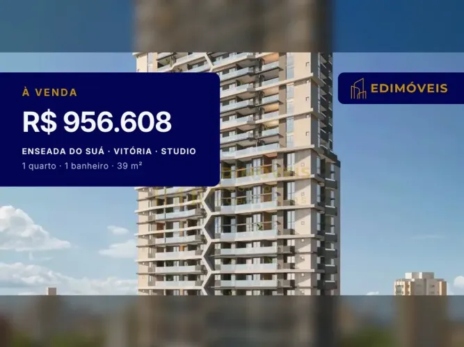 Enseada do Suá: Studio 1 quarto com espaço gourmet e coworking