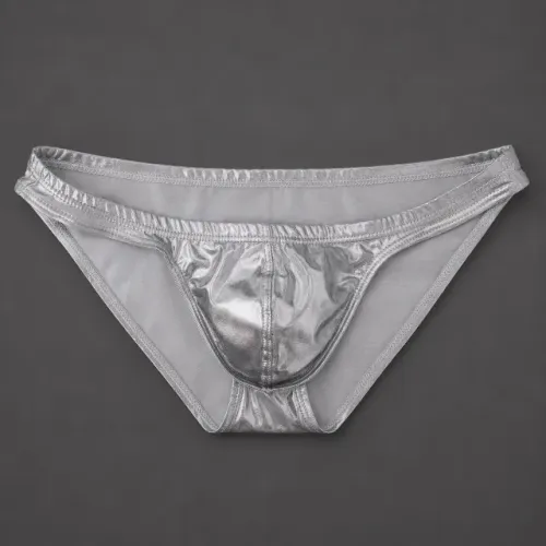 cueca bikini brief masculina prata brilhante tamanho P/S