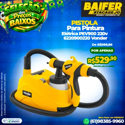 Pistola de Pintura Elétrica PEV900 220v 6220900220 Vonder