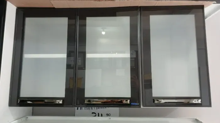 Armario aéreo Florença Ipv3 Itatiaia Grafite com portas de vidro - Outlet