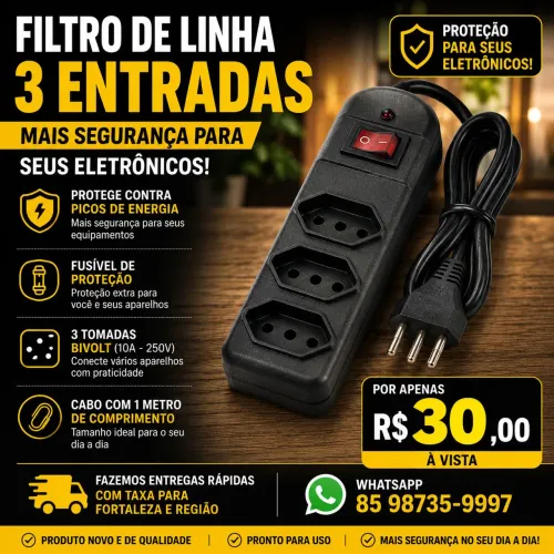  FILTRO DE LINHA 3 ENTRADAS COM FIO DE 1 METRO R$30 <br>