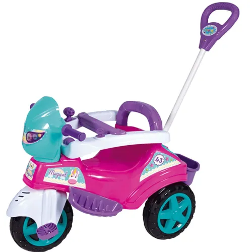 Triciclo motoca com empurrador menina