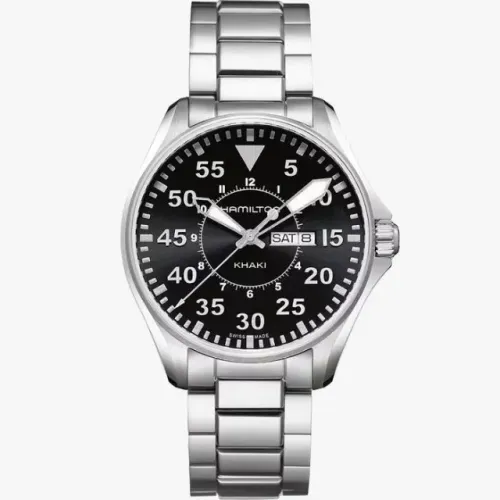 Relógio Suiço Hamilton khaki pilot day date quartz 42 mm | H64611135