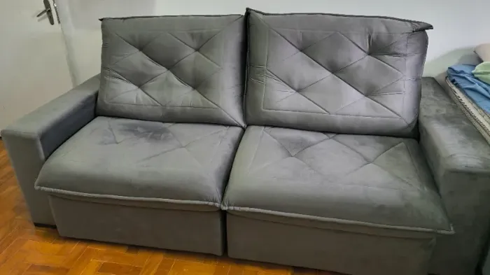 Sofá 2 Lugares Retrátil e Reclinável Flexforma Premier Veludo Cinza 230 cm