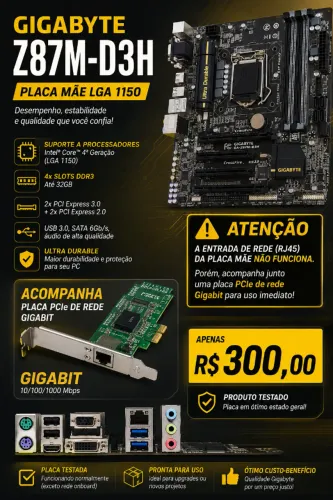 Placa mãe Gigabyte Z87M-D3H